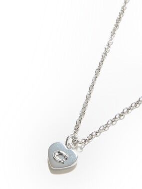 Coach Necklace with Heart Shaped Pendant Silver Dainty